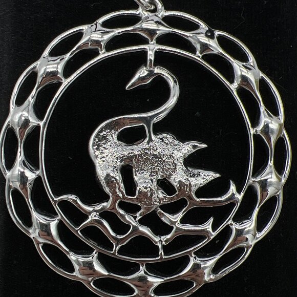 Vintage Silver Tone Swan Pendant & Clip-On Earrings Set With Clear Rhinestones O - Picture 4 of 9